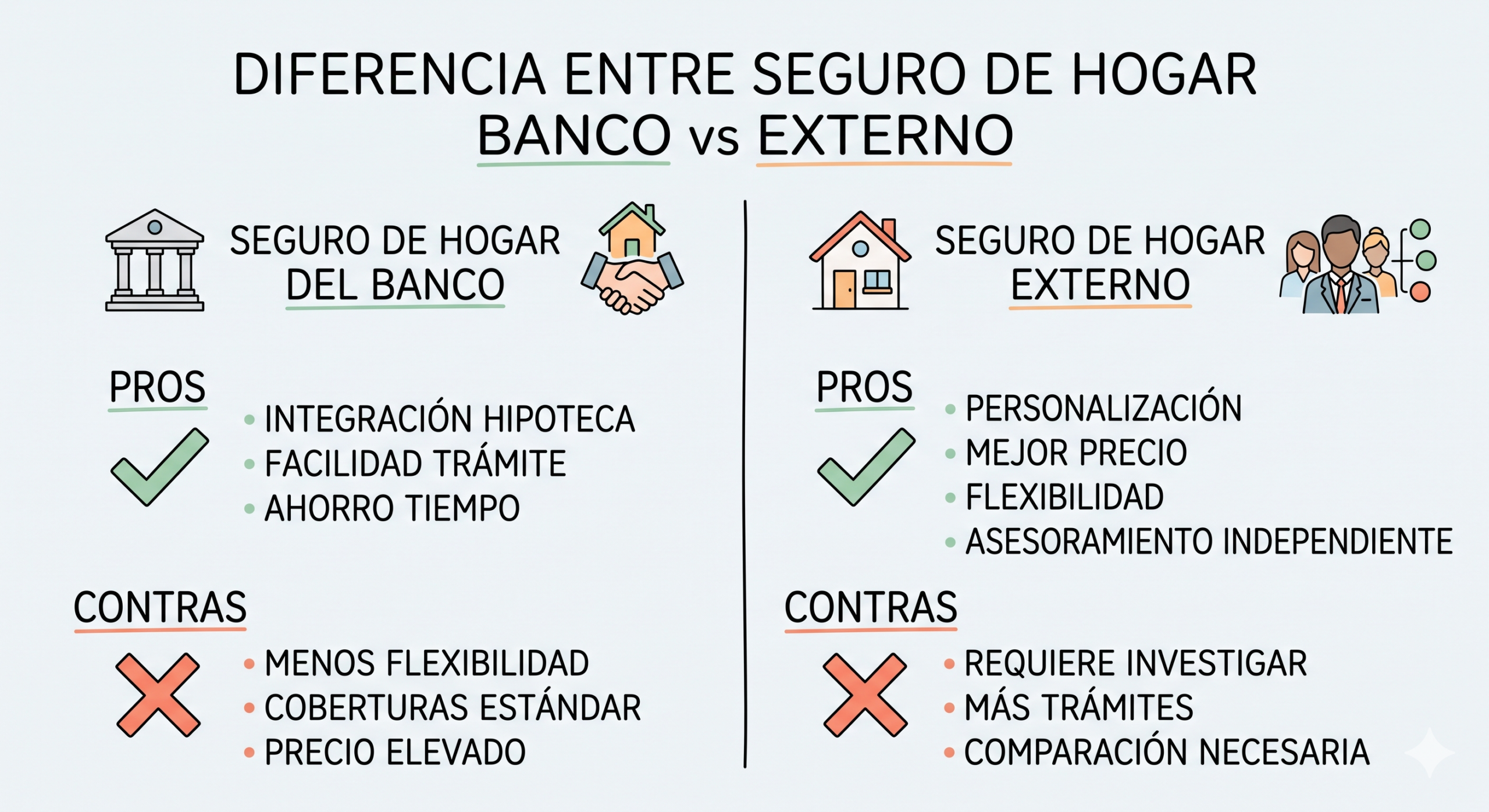 Diferencia entre seguro de hogar del banco y externo: pros y contras