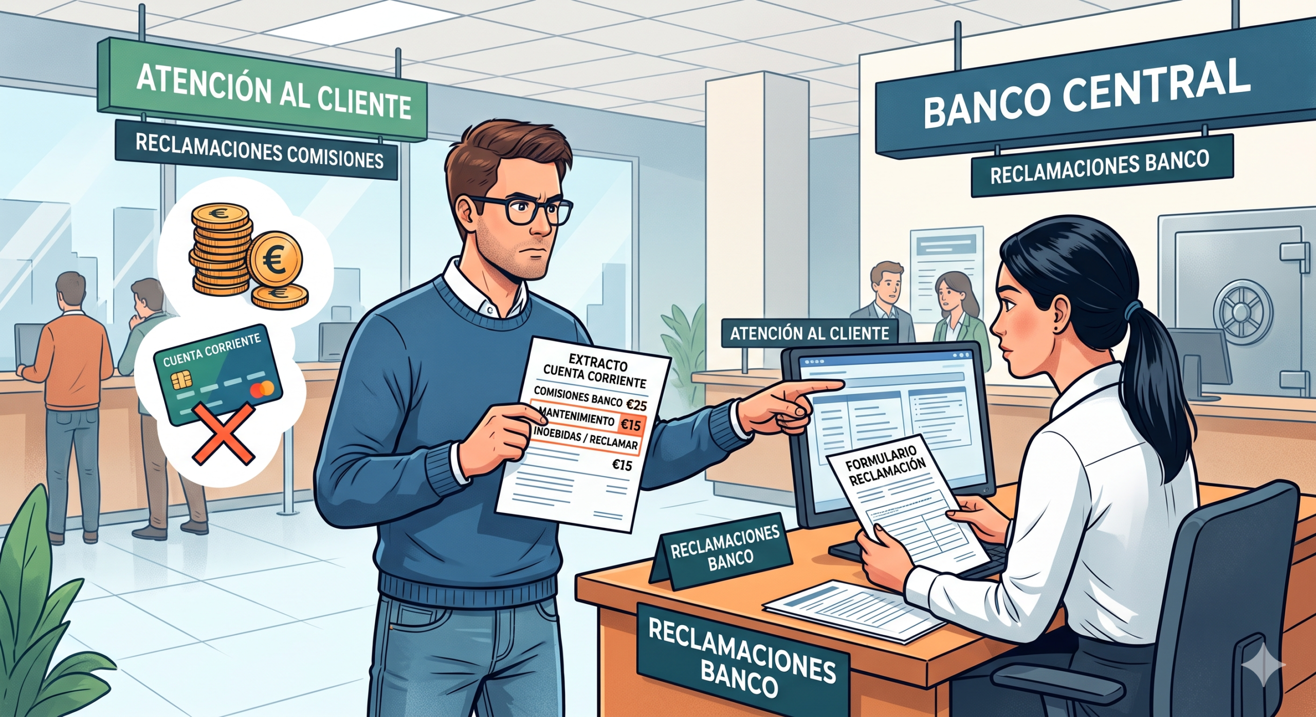 Reclamar al banco por cobro de comisiones indebidas en cuenta nómina
